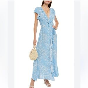 Melissa Odabash Brianna Wrap Maxi Dress Women’s Size XS Light Blue Ruffle Tie